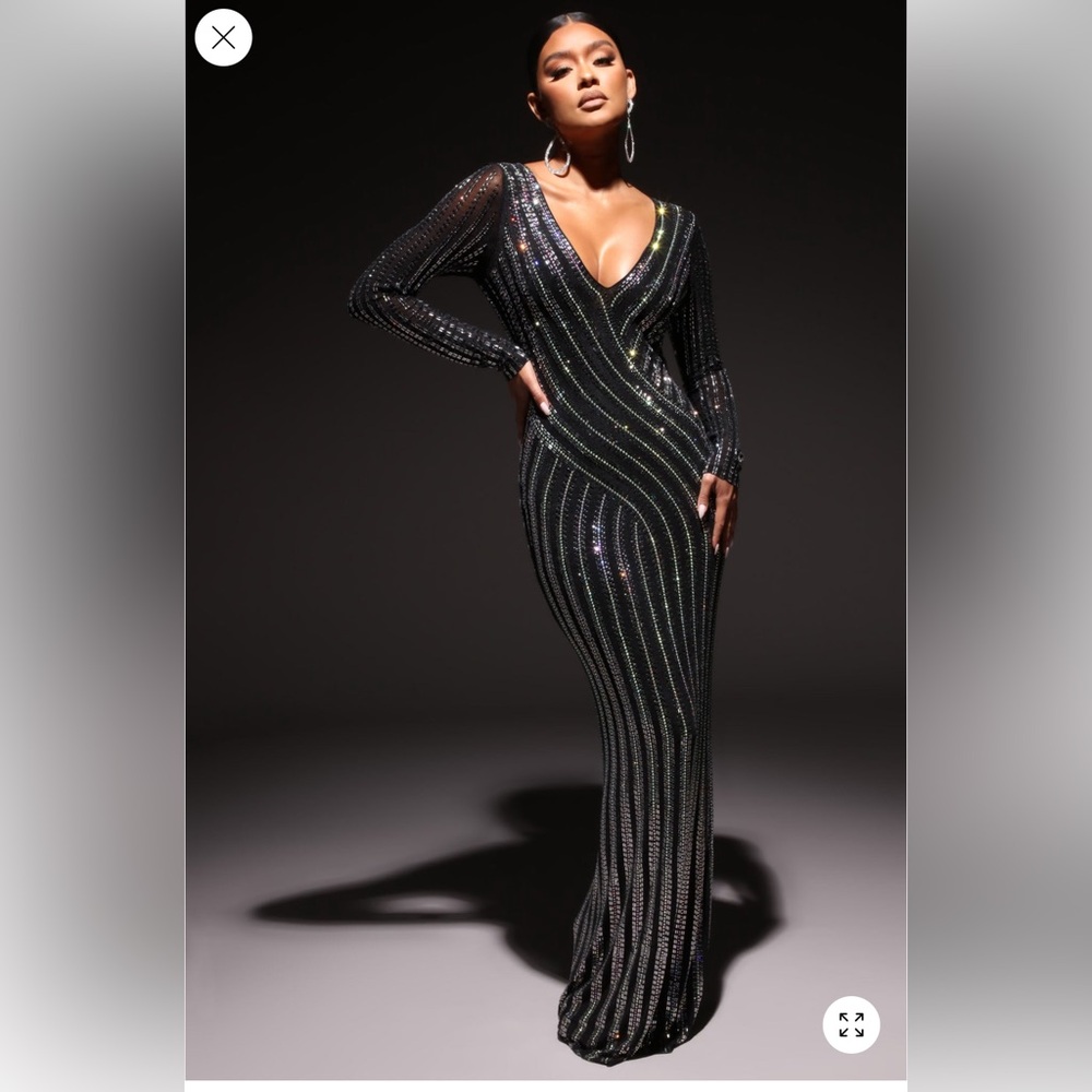 Black Rhinestone Gown